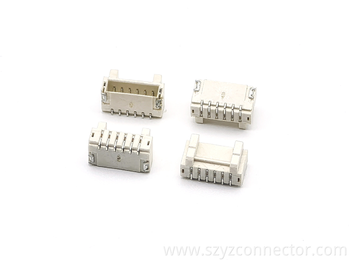 1.0mm Ultra-thin With Hook Wafer Horizontal SMT Elevated Pin header Connector 6P